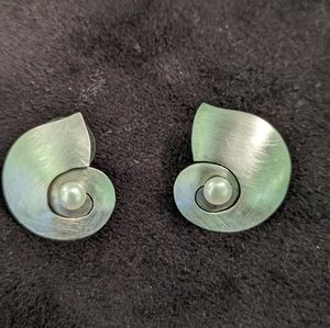 Artisan Made Silver Pearl Earrings